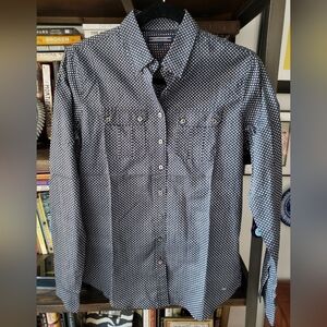 Tommy Hilfiger Black and White Abstract Print Cotton Shirt